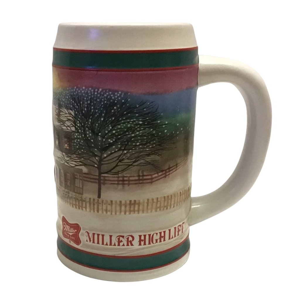 Vintage Miller High Life Holiday Beer Stein Mug Limited Edition Christmas 1985 -